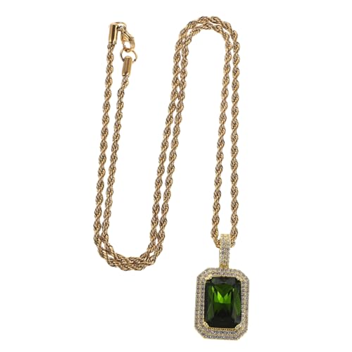 DIKACA Zircon Halskette Quadratischer Anhänger Strahlend Verstellbare Kette Hip Hop Schmuck Damen Herren für Hochzeit Party Modisch Langlebig von DIKACA