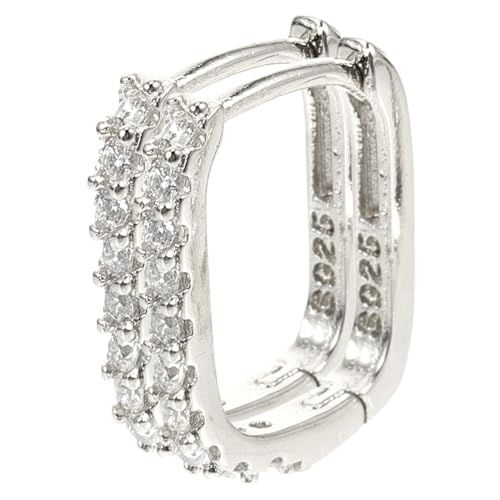 DIKACA Zircon Ohrstecker Damen Kupfer Langlebig Modisch Geometrisch Ohrschmuck Weißgold Kleine Stilvolle Creolen für Alltag Party von DIKACA