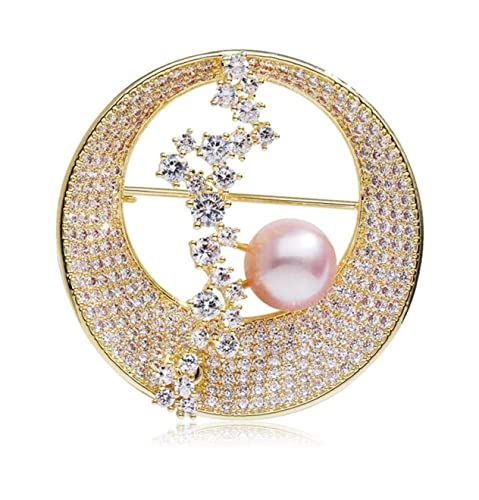 DIKNAC Brosche Broschen Broschennadeln Simplicity Brosche Faux Pearl Brosche PinsTops Scarf BroochWedding Party Exquisite Broches Broschennadel Anstecknadeln (Blue : Gold, Size : 3.8 * 3.8cm) von DIKNAC
