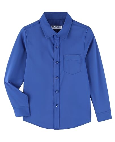 DILBYKE Langärmeliges Hemd für Jungen, einfarbig, Button-Down-Uniform, gewebte Hemden, Königlich (Royal), 13-14 Jahre von DILBYKE