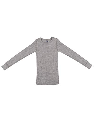 Dilling Kinder Shirt in breitem Rippstrick aus 100% Bio Merinowolle Graumeliert 110-116 von Dilling