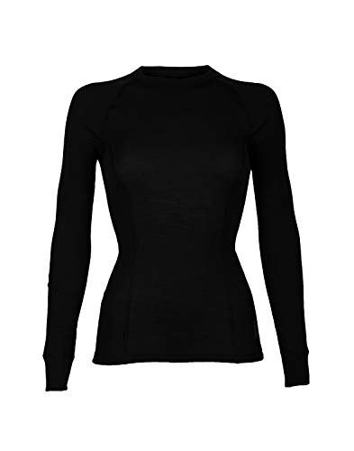 Dilling Merino Langarmshirt für Damen aus 100% Bio-Merinowolle Schwarz 44 von Dilling