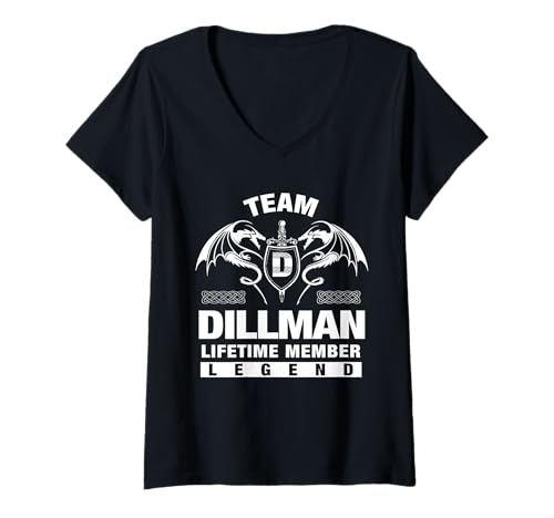 Damen Team DILLMAN - Lebenslange Mitgliedsgeschenke T-Shirt mit V-Ausschnitt von DILLMAN FAMILY Idea Gifts