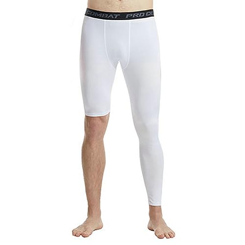DILOFX Herren Basketball Single Leg Tight Sporthose 1/2 One Leg Compression Pants Athletic Base Layer Unterwäsche, Weiß-2, Groß DILOFX Herren Basketball Single Leg Tight Sporthose 1/2 One Leg Compression Pants Athletic Base Layer Unterwäsche, Weiß-2, Groß von DILOFX