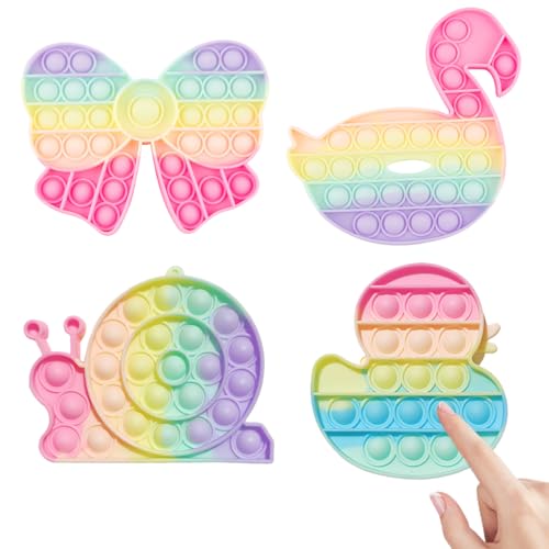 4 Packs Popit Fidget Toy, Pop It Bubble Sensory Fidget Toy, Bubble Popet Antistress Spielzeug, Anti Stress Spielzeug für Kinder und Erwachsene Sensorik von DILYUPE