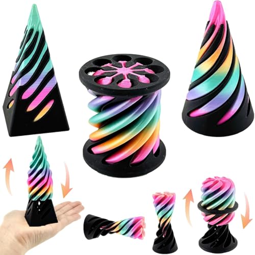 DILYUPE Impossible Cone (3PCS), 3D-Druck Spiral Cone Fidget Toy, Pyramid Spirale Spielzeug Passthrough Sculpture, Skulptur Stress Relief Desktop Dekorationen Spielzeug für Kinder Erwachsene Geschenk von DILYUPE