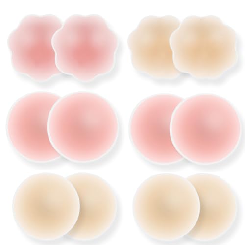 DILYUPE Nippelpads -6 Paare, Selbstklebende Nippelcovers Ultra Dünne Damen - Wiederverwendbare & Waschbare Silikon Nippelabdeckungen - NippelCover aus Premium Silikon von DILYUPE