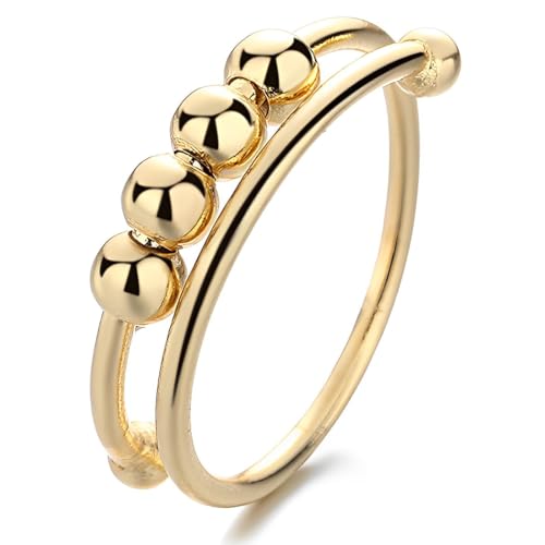DILYUPE Shade Anxiety Ring – Wasserfester Damenring aus langlebigem Edelstahl – Verstellbare Ringe von Größe 50 bis 60 – Modeschmuck für deinen individuellen Look von DILYUPE