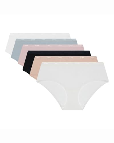 DIM Boxer Damen 6er Pack | Les Pockets Ecodim Bequeme und weiche Baumwolle | Unsichtbarer Bund | Extra flache Verarbeitung | Mehrfarbig Basic Lot XXS-XS von DIM