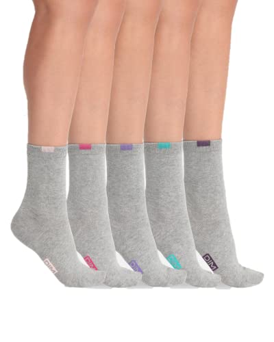 DIM Damen Socken Ecodim Baumwolle x5 | Verstärkte Ferse & Spitze | Atmungsaktives Feinmaschiges Netz | Täglicher Tragekomfort Hellgrau Einheitsgröße von DIM