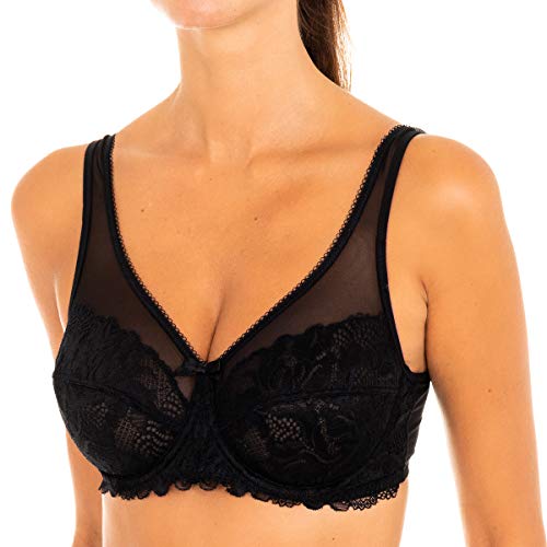 DIM Damen – Soutien-Gorge Generous Essentiel x1 | Avec Armatures | Maintien Confortable | Dentelle & Tulle TransparentSchwarz, 80C von DIM