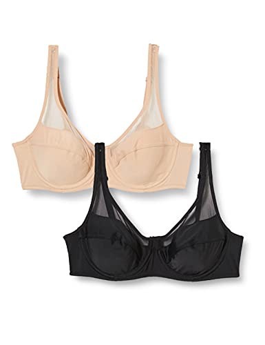 DIM Femme - BH Generous Classic x2 | Perfekter Halt für große Brüste | Dicke Mikrofaser und Stretch | U-förmiger Rücken und breite Träger | Moderner Look und absoluter Komfort New Skin/Schwarz 90C von Dim