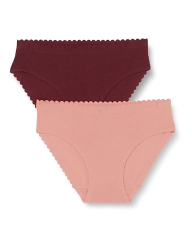 Dim 2er Pack Body Touch Easy Midi Slip mit hoher Taille Damen, Rosa/Rubin, L von DIM