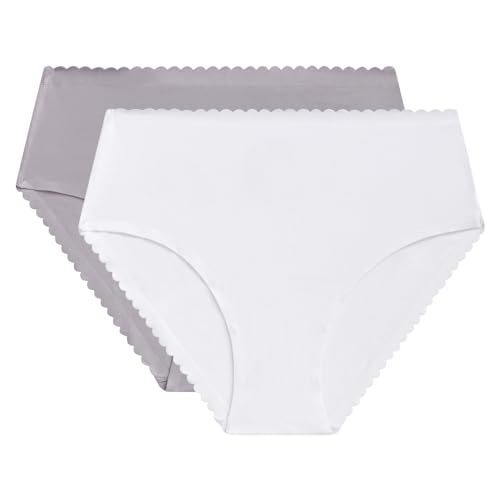 Dim 2er Pack Body Touch Easy Slip mit hoher Taille Damen, Weiß/Grau, M von DIM
