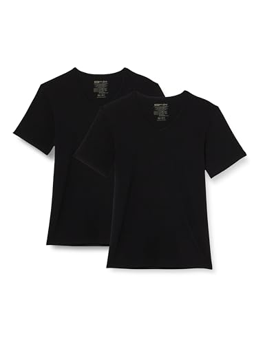 Dim 2er Pack Thermoregulierendes Baumwoll-T-Shirt mit V-Ausschnitt Dim Sport Herren, Schwarz, L von DIM