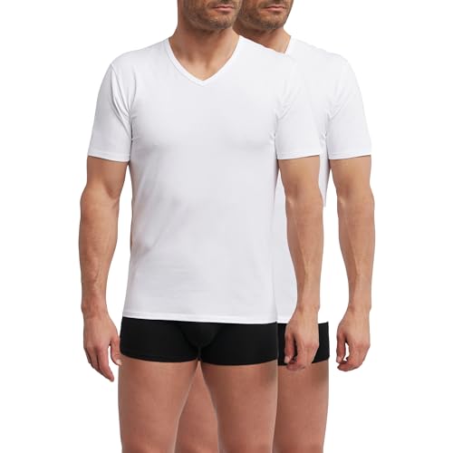 Dim T-Shirt Mann Thermoregulierend Baumwolle V-Ausschnitt Dim Sport x2 Weiß M von Dim