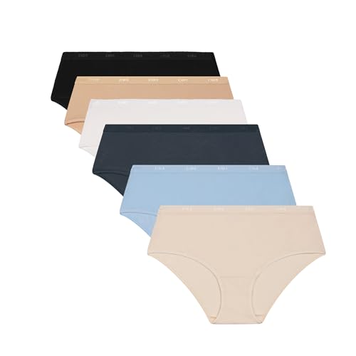 Dim Boxer Damen 6er Pack | Les Pockets Ecodim Bequeme und weiche Baumwolle | Unsichtbarer Bund | Extra Flache Verarbeitung | Mehrfarbig Blaues Lot Hemd S von Dim