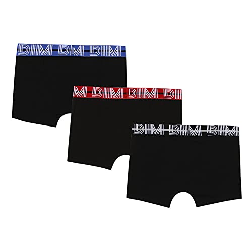 DIM Boy - Boxer Ecodim Cotton Stretch x3 | DIM-Logo-Gürtel | Dehnbarer Komfort | Moderner Stil Schwarz 10 Jahre von Dim kids & baby