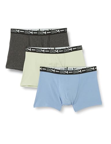 Dim Boxershorts Coton Stretch Aus Baumwolle Optimaler Halt Atmungsaktiv Multipack Herren x3, Grün/Blau, L von DIM