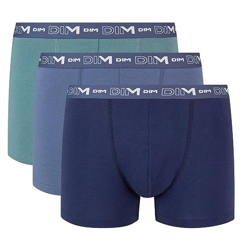 Dim Boxershorts Coton Stretch Aus Baumwolle Optimaler Halt Atmungsaktiv Multipack Herren x3, Palmgrün/Sturmblau/Jeansblau, XXL von Dim
