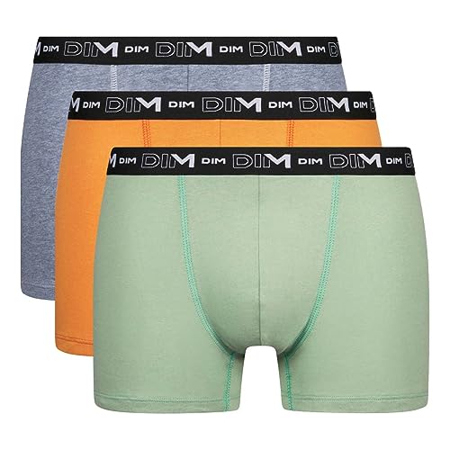 Dim Boxershorts Coton Stretch Aus Baumwolle Optimaler Halt Atmungsaktiv Multipack Herren x3, Salbeigrün/Ocker/Mausgrau, XL von Dim
