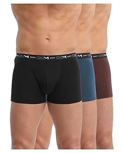 Dim Boxershorts Coton Stretch Aus Baumwolle Optimaler Halt Atmungsaktiv Multipack Herren x3, Schwarz/Rehbraun/Klein, XXL von Dim