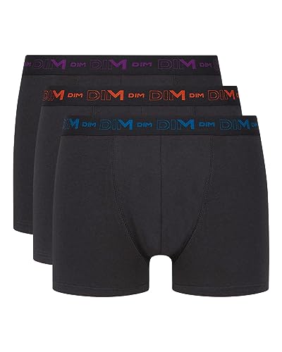 Dim Boxershorts Coton Stretch Aus Baumwolle Optimaler Halt Atmungsaktiv Multipack Herren x3, Schwarzes Cassis/Schwarzorange/Schwarzblau, XXL von Dim
