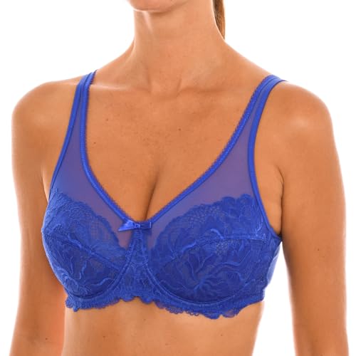 Dim Damen – Soutien-Gorge Generous Essentiel x1 | Avec Armatures | Maintien Confortable | Dentelle & Tulle TransparentRiviera-blau, 85C von Dim