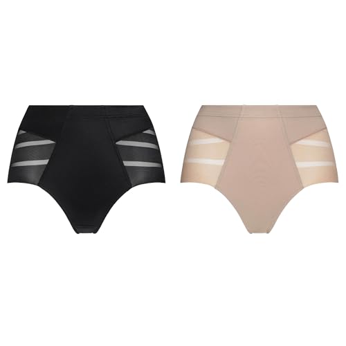 Dim Diam's Control Damen Slip Medium Flacher Bauch-Effekt x2 Schwarz/Haut M von Dim