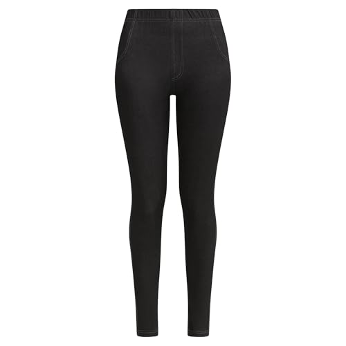 Dim Damen Effet Jean Avec Poches Relax & Go X1 Leggings, Schwarz, Medium von DIM