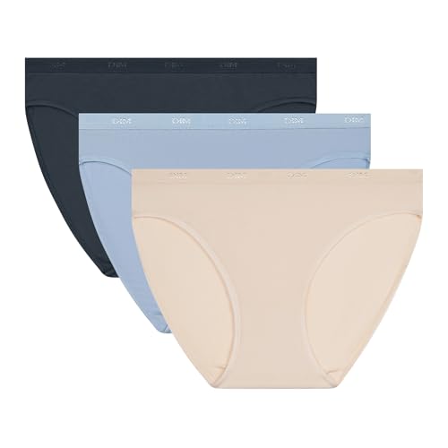 Dim Damen Les Pockets Ecodim Coton Confortable X3 Höschen, Elfenbeinbeige/Bl Hemd/Gr.Granit, XS-S (3er Pack) von DIM