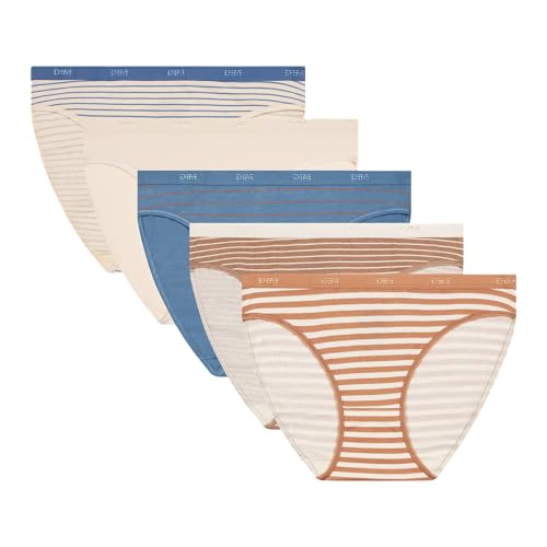 Dim Damen Slip Les Pockets Baumwolle x5 | Mehrfarbiger Slip-Satz | Komfort Baumwolle & Elastan | Weicher Bund | Täglicher Stil Lot Riviera S von DIM
