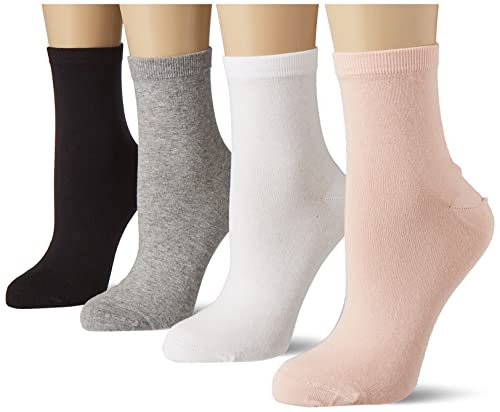 Dim Damen Socquettes Femme Füßlinge, Gris Clair/Rose fumé/Blanc/Noir, 39/42 (4er Pack) von DIM