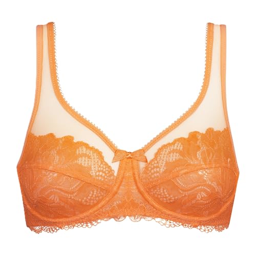 Dim Damen – Soutien-Gorge Generous Essentiel x1 | Avec Armatures | Maintien Confortable | Dentelle & Tulle TransparentMandarine, 85B von Dim
