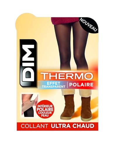 DIM Damen Strumpfhose Thermo Ultra Warm Fleece und Transparent-Effekt 80D x1 Schwarz L-XL von DIM