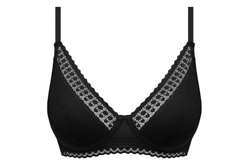 Dim Femme - BH Daily Micro C/A Foulard - x1 | Weiche Mikrofaser | Moderne Dreiecksform | Unsichtbarer Halt | Flache Spitzenverarbeitung Schwarz 80D von Dim