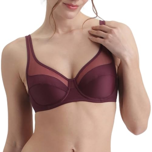 Dim Femme - BH Generous Classic x1 | Perfekter Halt für große Brüste | Dicke Mikrofaser und Stretch | U-förmiger Rücken und breite Träger | Moderner Look und absoluter Komfort Feige 80D von DIM