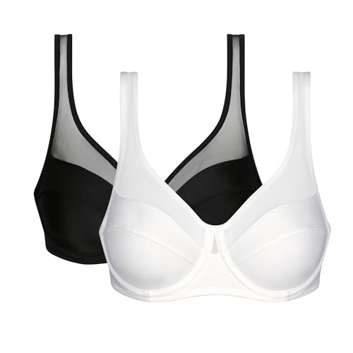 Dim Femme - BH Generous Classic x2 | Perfekter Halt für große Brüste | Dicke Mikrofaser und Stretch | U-förmiger Rücken und breite Träger | Moderner Look und absoluter Komfort Schwarz/Weiß 75D von DIM