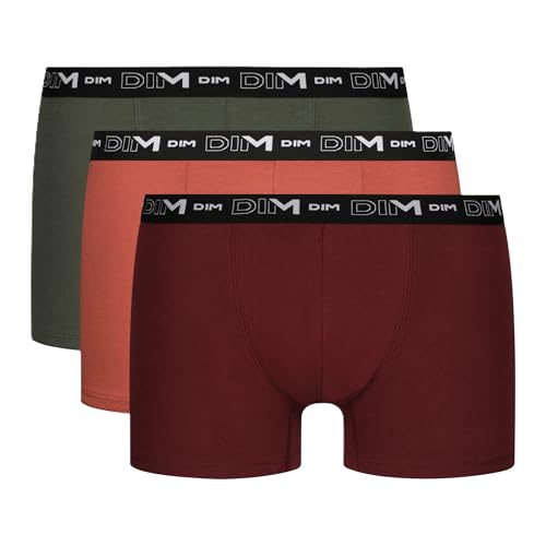 Dim Herren Boxer 3er Pack | Atmungsaktive Stretch-Baumwolle | Optimaler Halt | Ohne Etikett Rge Chili/Rge Erde/Vrt Ten L von DIM