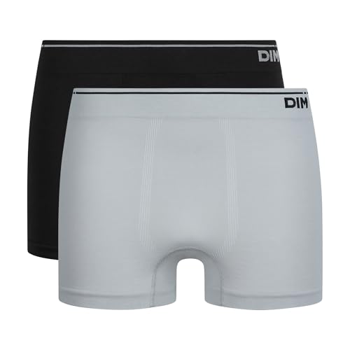 Dim Herren Boxer Seamless Coton X2 Boxershorts, Schwarz/Himmelgrau, L (2er Pack) von DIM