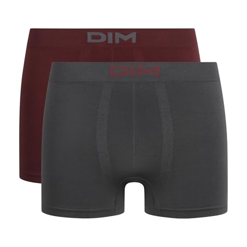 Dim Herren Boxer Seamless Micro X2 Boxershorts, Grau/Rot/Grün, M (2er Pack) von DIM