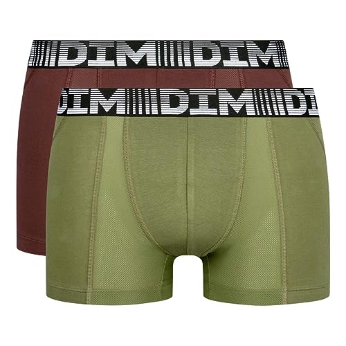Dim Herren Boxershorts 3D Flex Air Atmungsaktivität x2 Schokoladenbraun/Kaki L von Dim