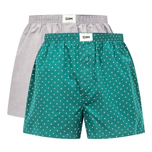 Dim Herren Coton Bio Good X2 Unterhose, Geo-/ Stahldruck, M (2er Pack) von DIM