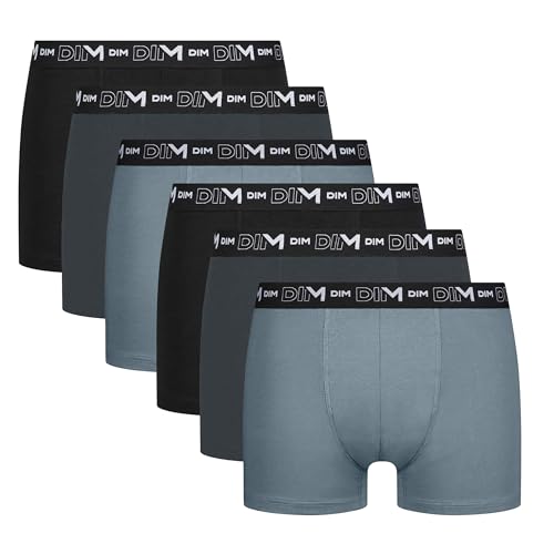 Dim Herren Coton Stretch Respirant Maintien Optimal X6 Unterwäsche, Schwarz/Granit/Mausgrau, M (6er Pack) von Dim
