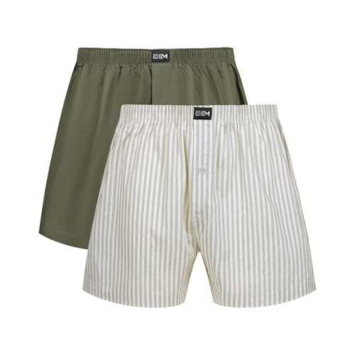 Dim Herren - Floating Cotton Stretch Boxershorts x2 | Atmungsaktiv & Optimaler Moderne Muster | Logo-Gürtel | Oeko-TEX Zertifiziert. Retro Streifen/Tennisgrün XXL von DIM