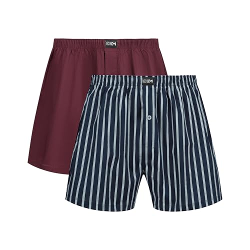 Dim Herren - Floating Cotton Stretch Boxershorts x2 | Atmungsaktiv & Optimaler Moderne Muster | Logo-Gürtel | Oeko-TEX Zertifiziert. Streifen Hemd/Chili-Rot XL von Dim