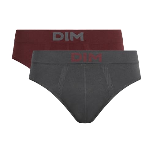 Dim Herren Seamless Micro X2 Slip, Quartzgrau/Kaltes Burgunderrot, M (2er Pack) von DIM