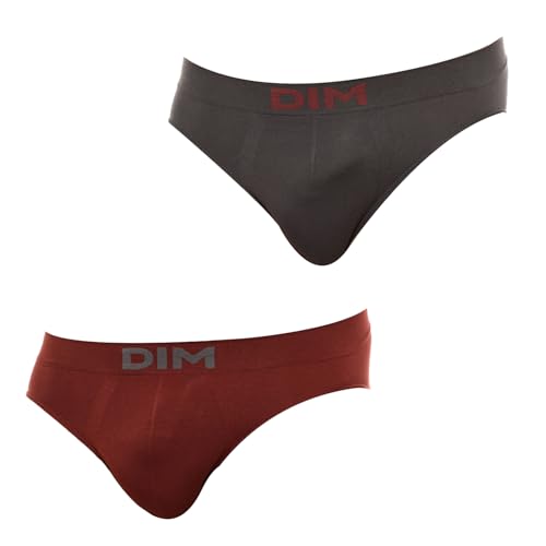 Dim Homme - Slips Seamless Micro x2 | Nahtlose, Dehnbare Mikrofaser | Perfekte Passform | Maximaler Quarzgrau/Kalter Bordeaux XXL von Dim