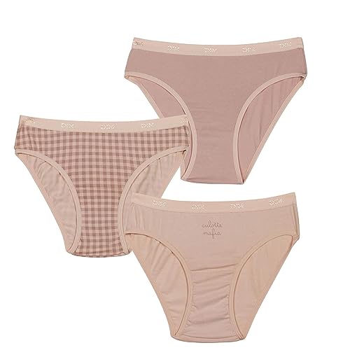 DIM Mädchen - Les Pockets Slips aus Baumwolle x3 | Ultraweich & Bequem | Elastischer Bund | Farbige Motive Vichy/Mauve/Baby Mauve 14 Jahre von Dim