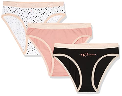 DIM Mädchen - Les Pockets Slips aus Baumwolle x3 | Ultraweich & Bequem | Elastischer Bund | Farbige Motive Stars/Schwarz/Rosa 12 Jahre von Dim